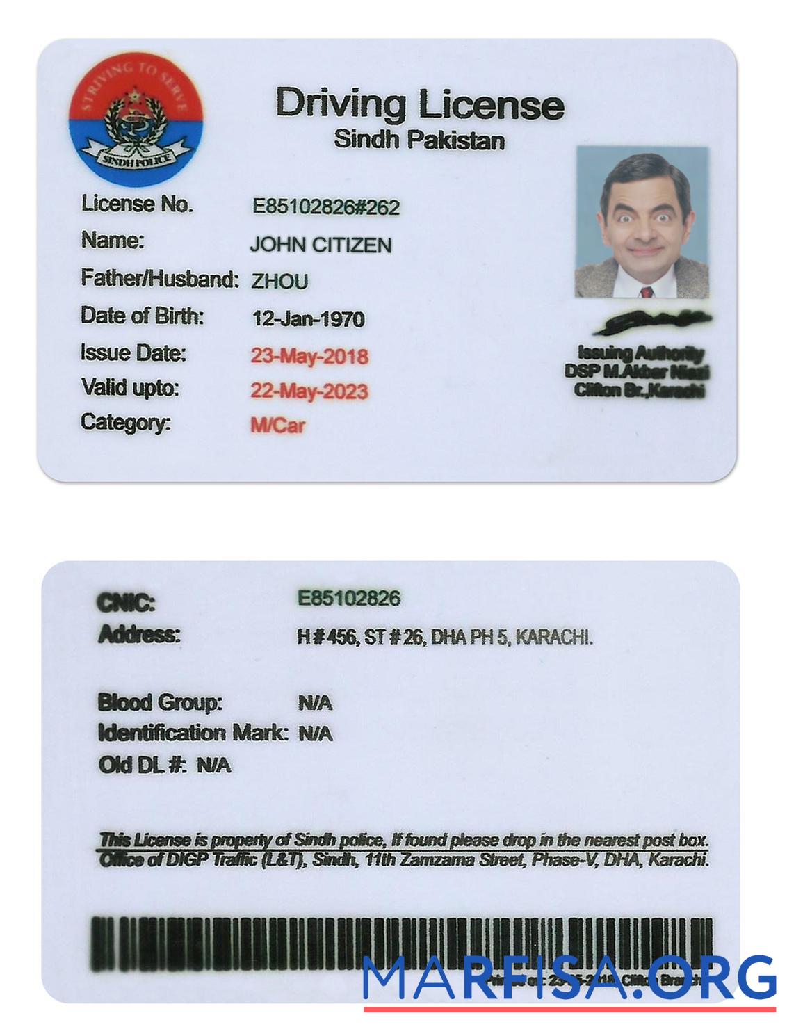 Downloadable Pakistan Sindh province driving (old version till 2016) example